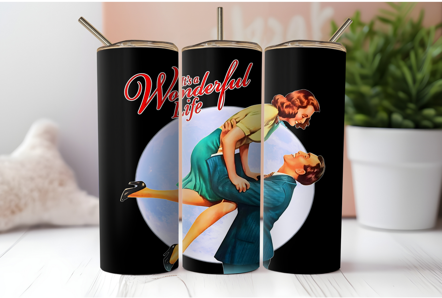 Its a Wonderful Life Christmas Movie Sublimaion Tumbler Wrap. Old Xmas, Holdiday Cute, Fun, RomanticMovie
