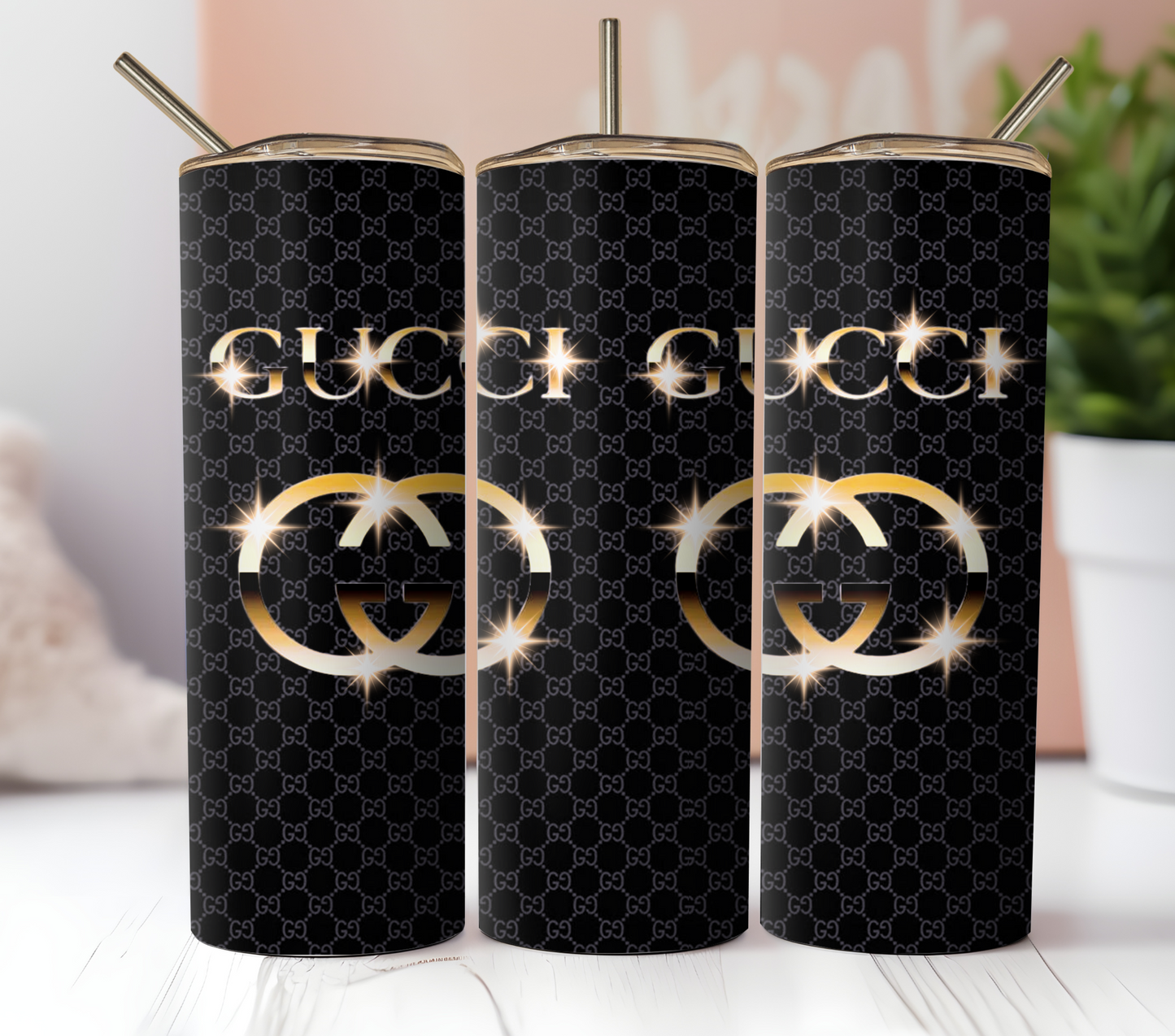 Fashion Tumbler Wrap. Black With Gold