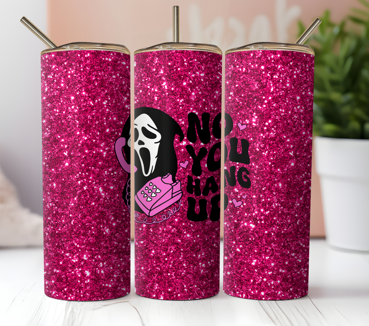 Halloween No You Hang Up Sublimation Tumbler Wrap. Scary Funny Movie. Instant Seamless PNG Download
