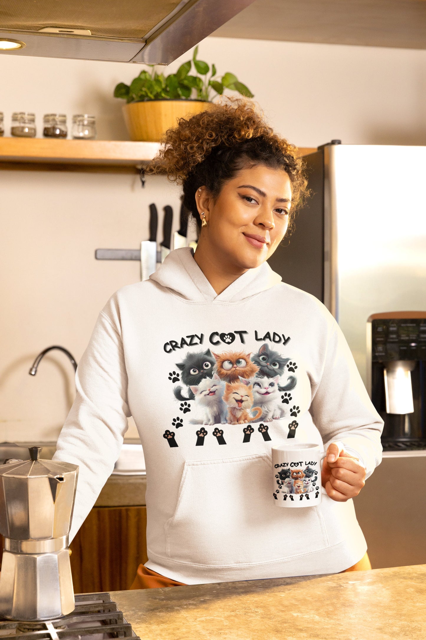 Crazy Cat Lady Sublimation Digital Design Wraps And POD. 4 Cat Lovers Seamless Files Including Transparent Background To Use On Tshirt etc.