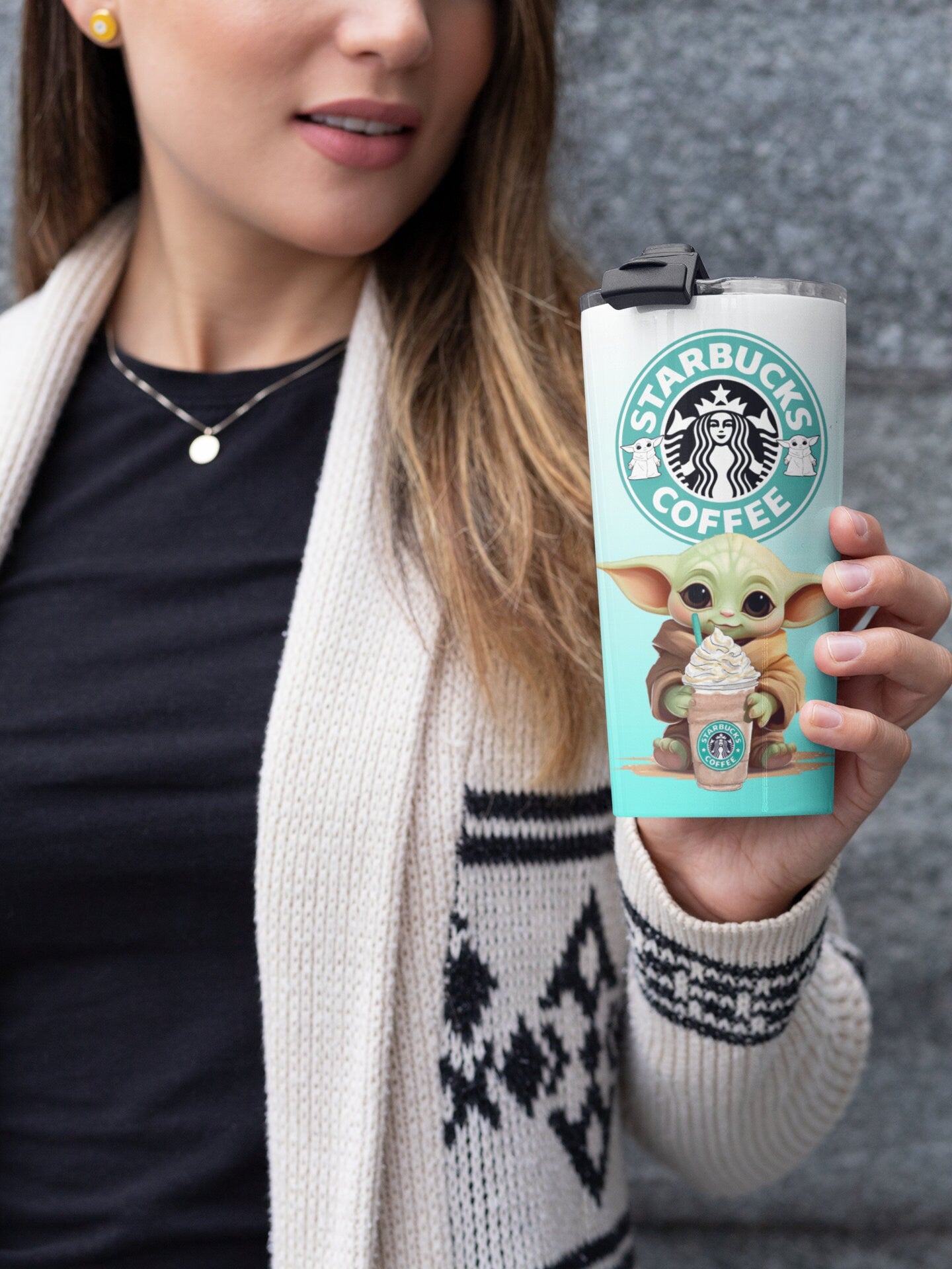 2 Cute Iconic Coffee Inspired Seamless Sublimation Digital Design Wrap. Black and Gradient Green