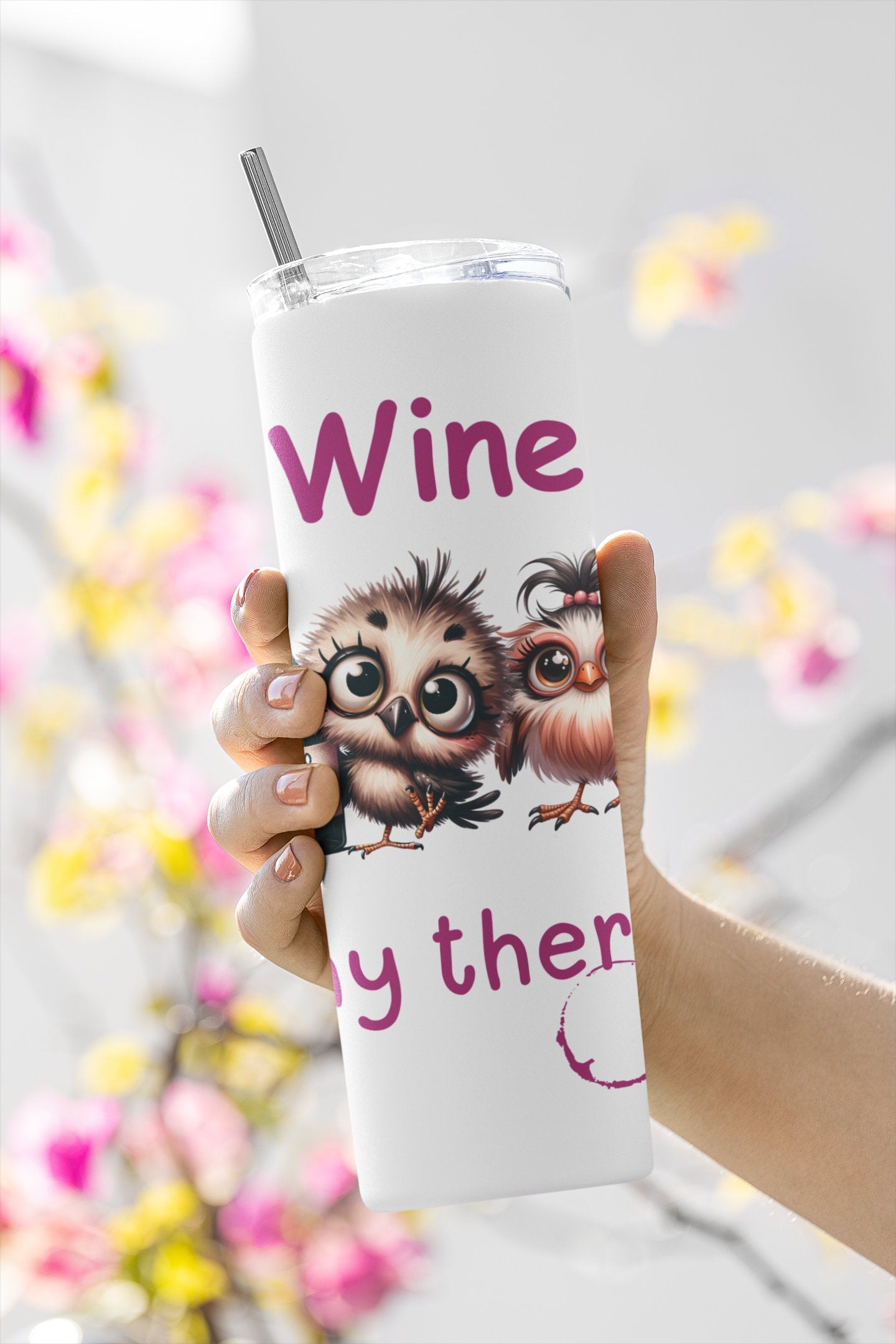 Crazy Cute Birds and Wine, Alcohol. Funny Wine Quotes. Wine Is My Therapy. 2 Seamless Sublimation Wrap Digital Files