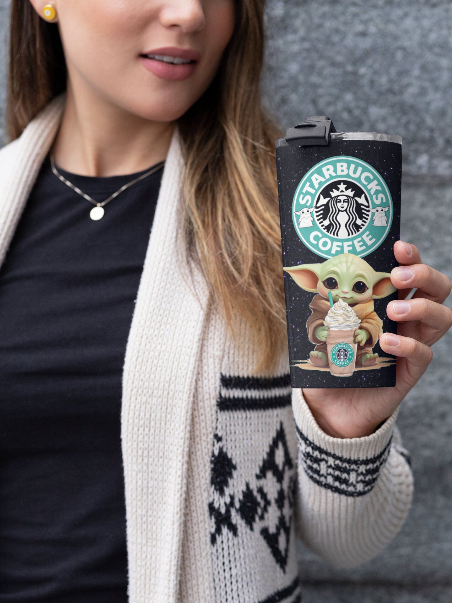2 Cute Iconic Coffee Inspired Seamless Sublimation Digital Design Wrap. Black and Gradient Green