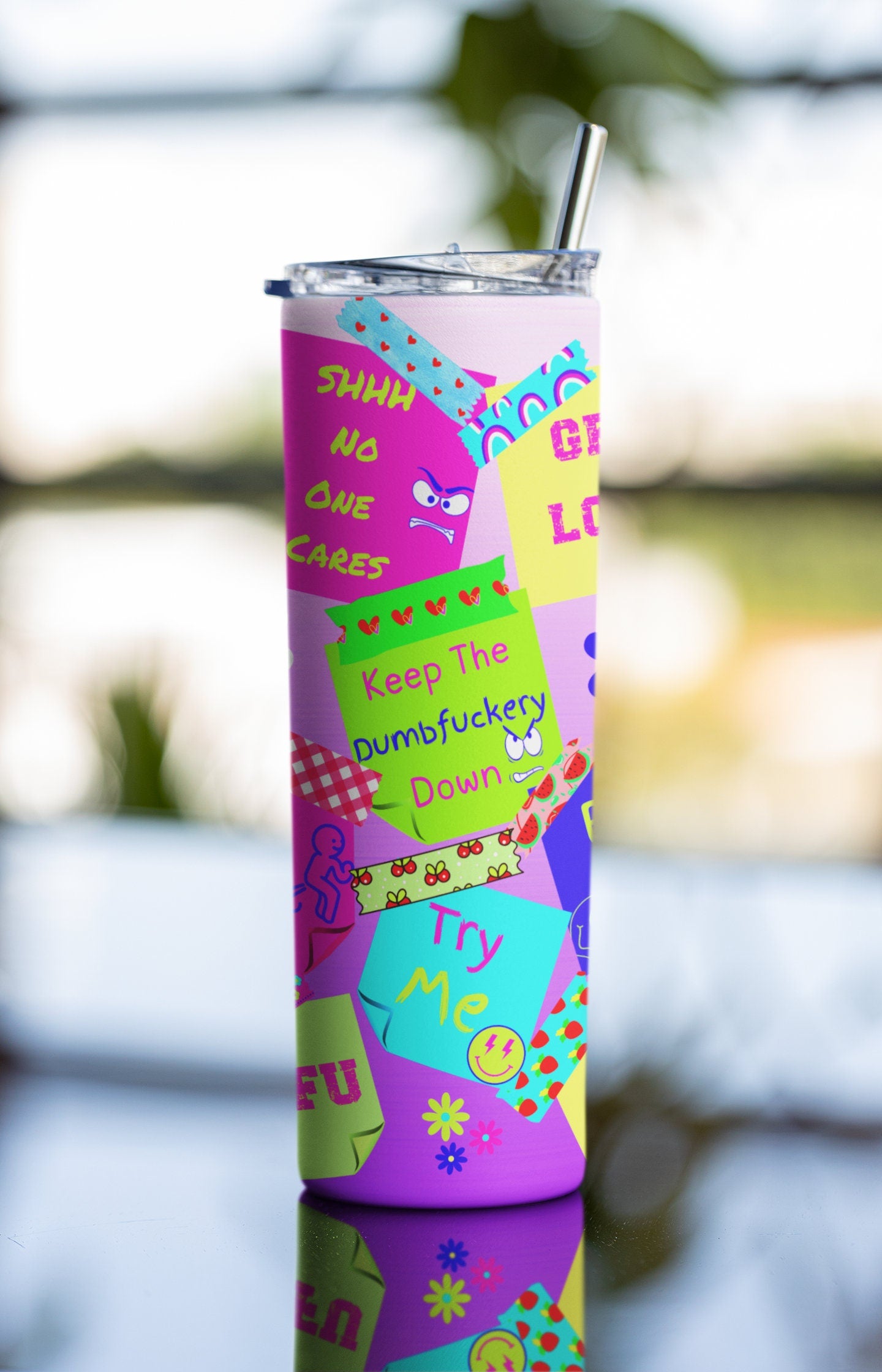 2 Sarcastic Funny Post It Note Collages. Seamless Sublimation Tumbler Wraps. Humorous Quotes, Snarky And Rude Comments, Expressions