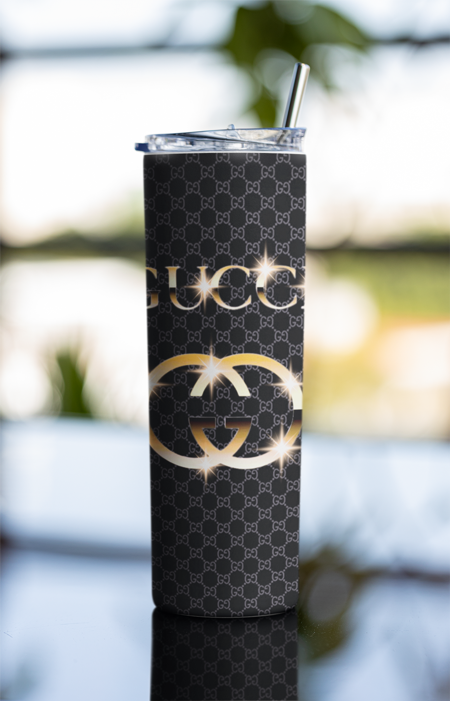 Fashion Tumbler Wrap. Black With Gold
