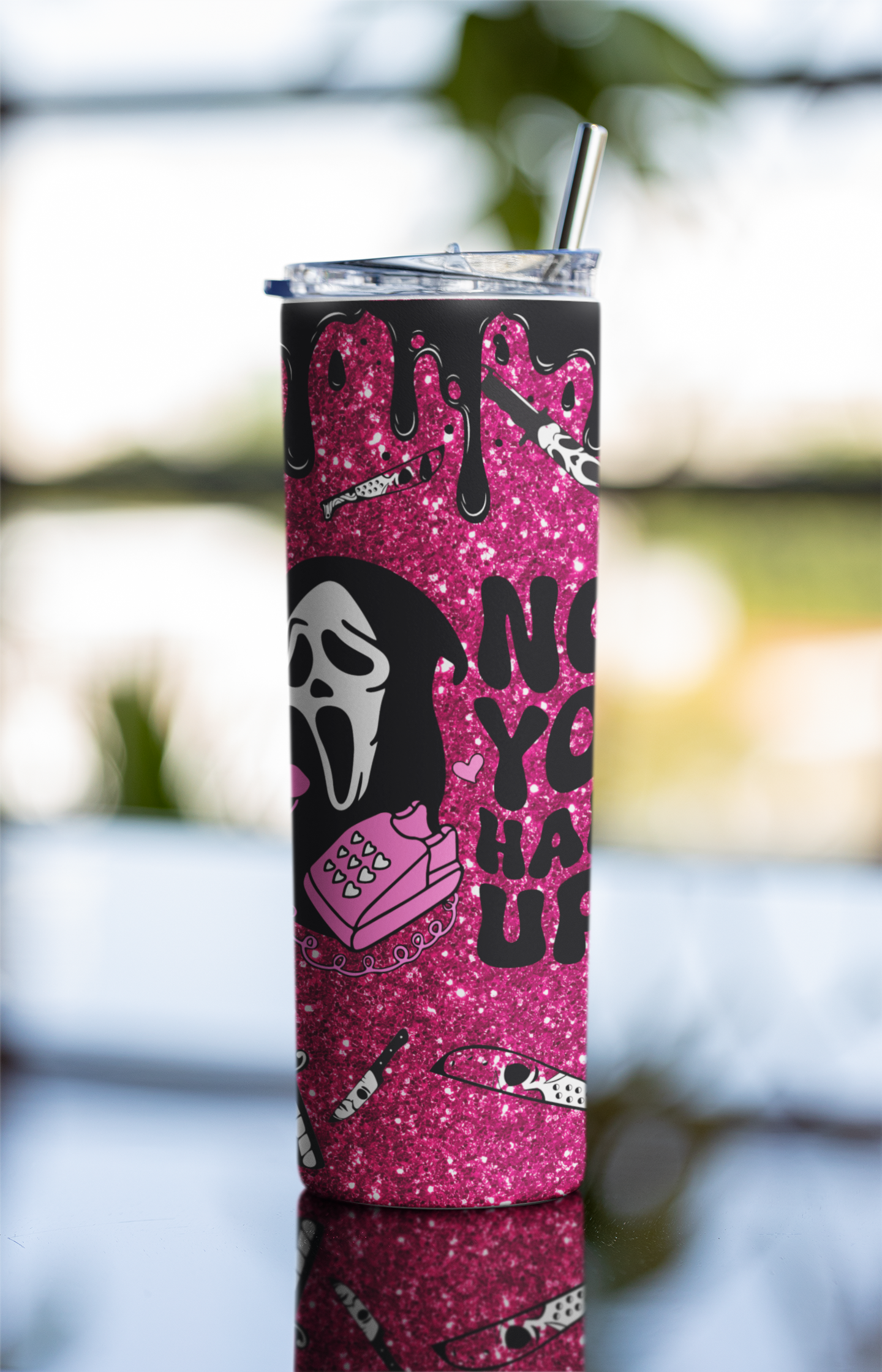 Halloween No You Hang Up Sublimation Tumbler Wrap. Scary Funny Movie. Instant Seamless PNG Download