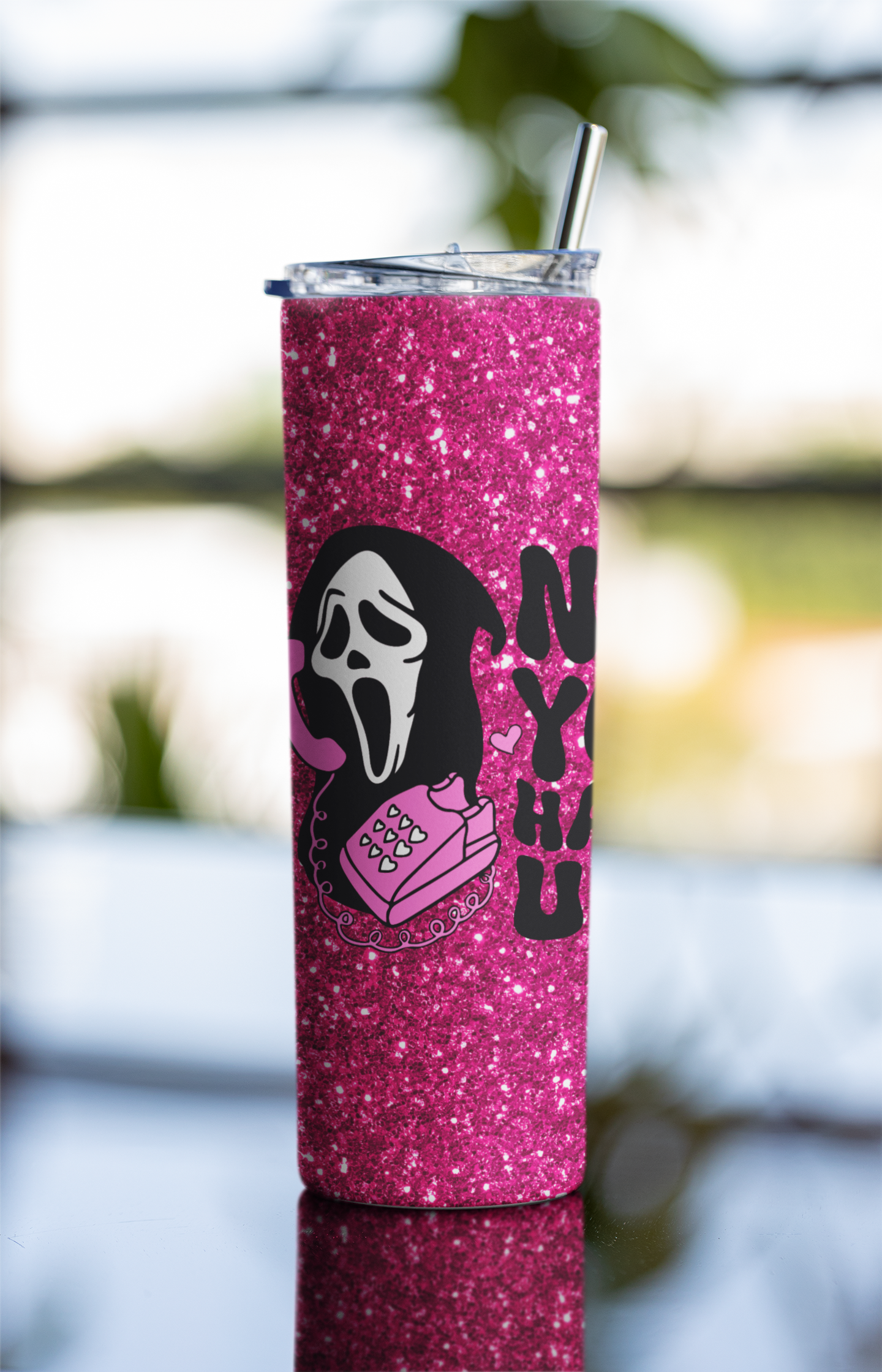 Halloween No You Hang Up Sublimation Tumbler Wrap. Scary Funny Movie. Instant Seamless PNG Download