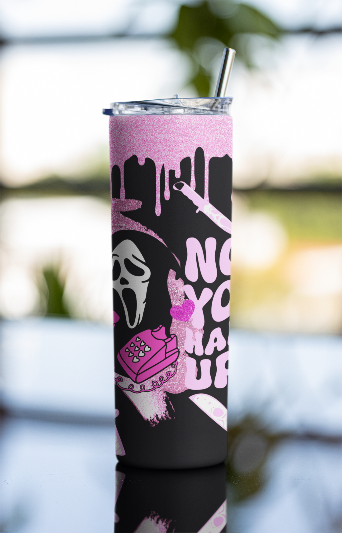 Halloween No You Hang Up Sublimation Tumbler Wrap. Scary Funny Movie. Instant Seamless PNG Download