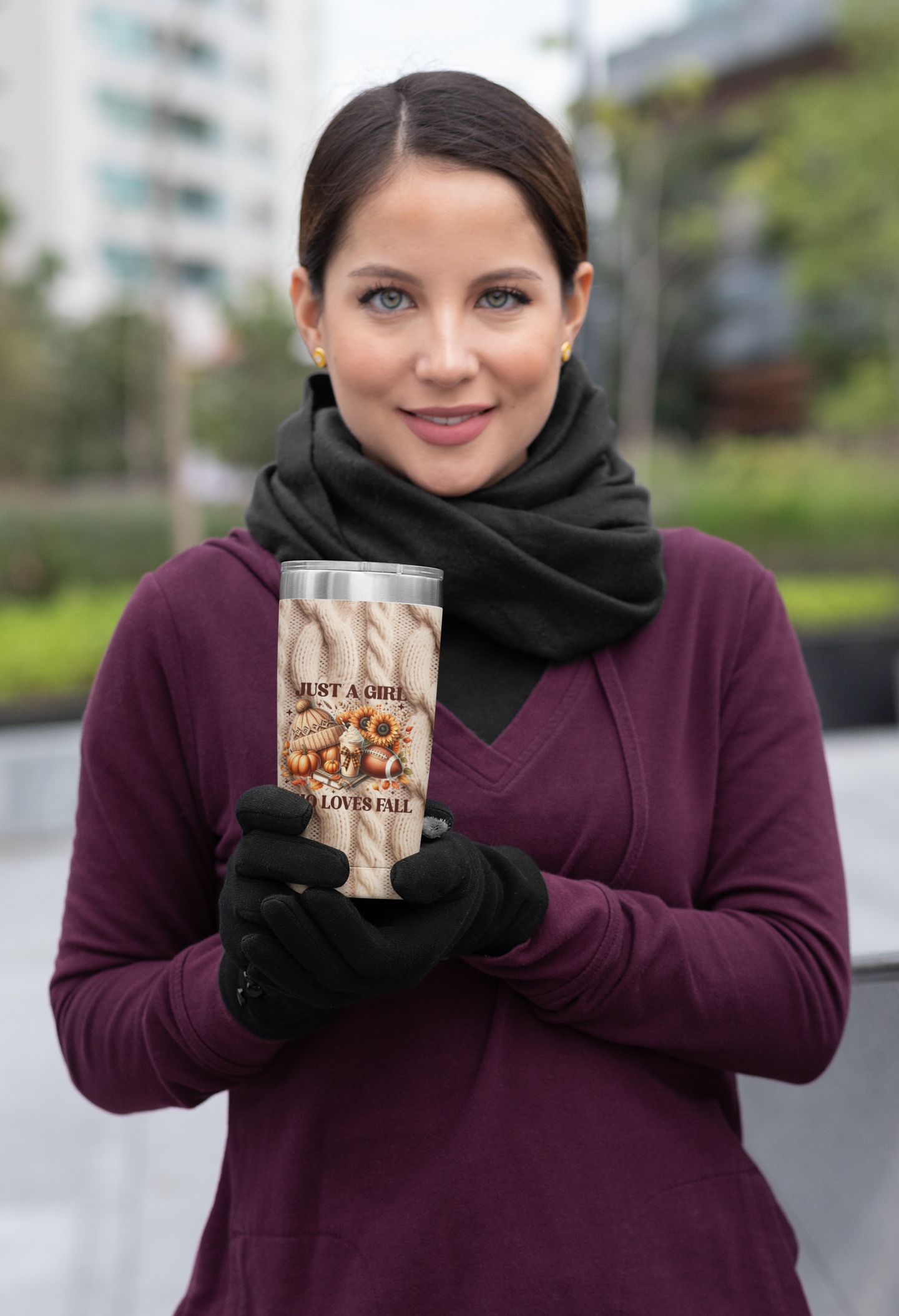 2 Cable Knit Texture Sublimation Tumbler Wrap With Quote, Just a Girl Who Loves Fall, And Plain.Atumn