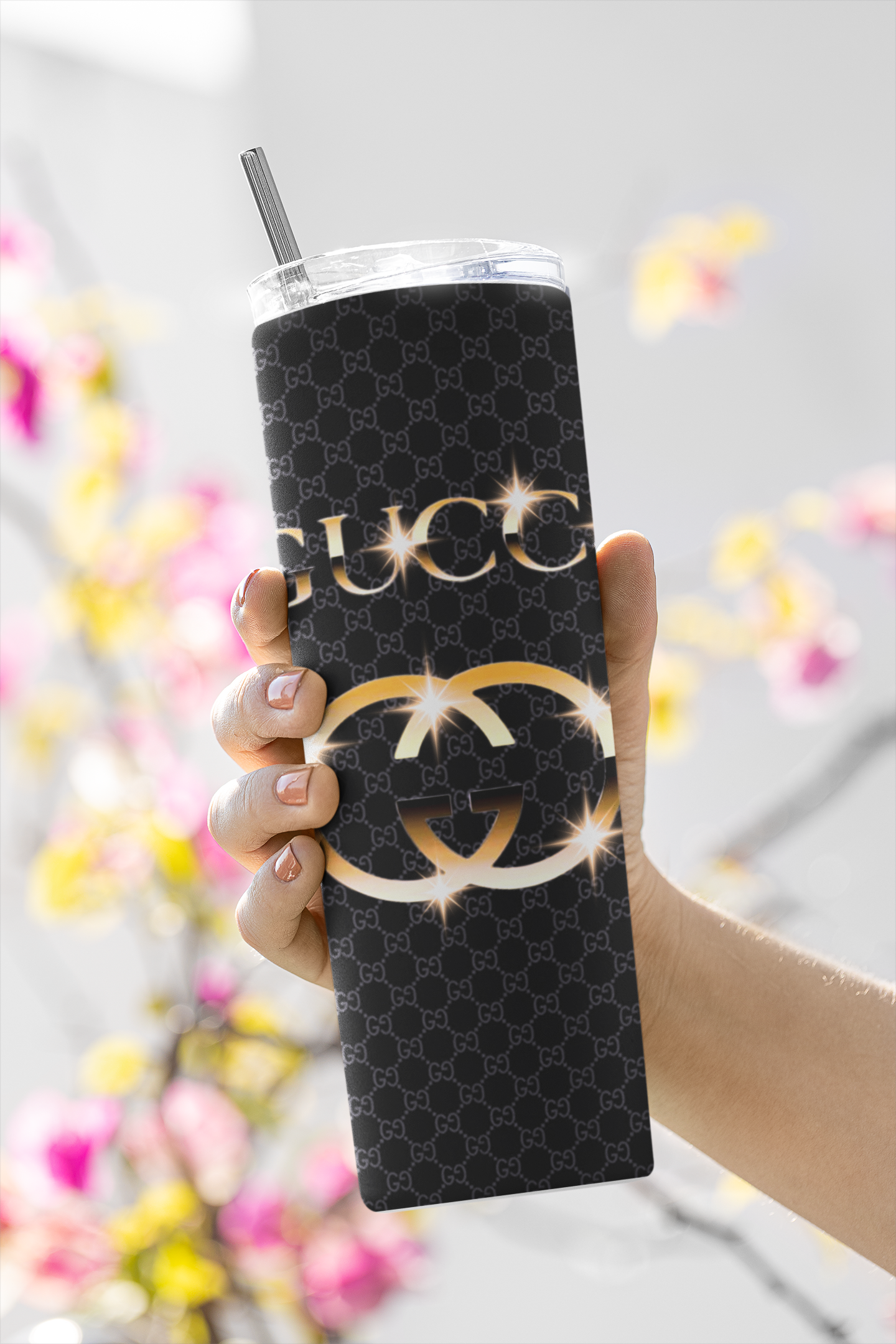 Fashion Tumbler Wrap. Black With Gold