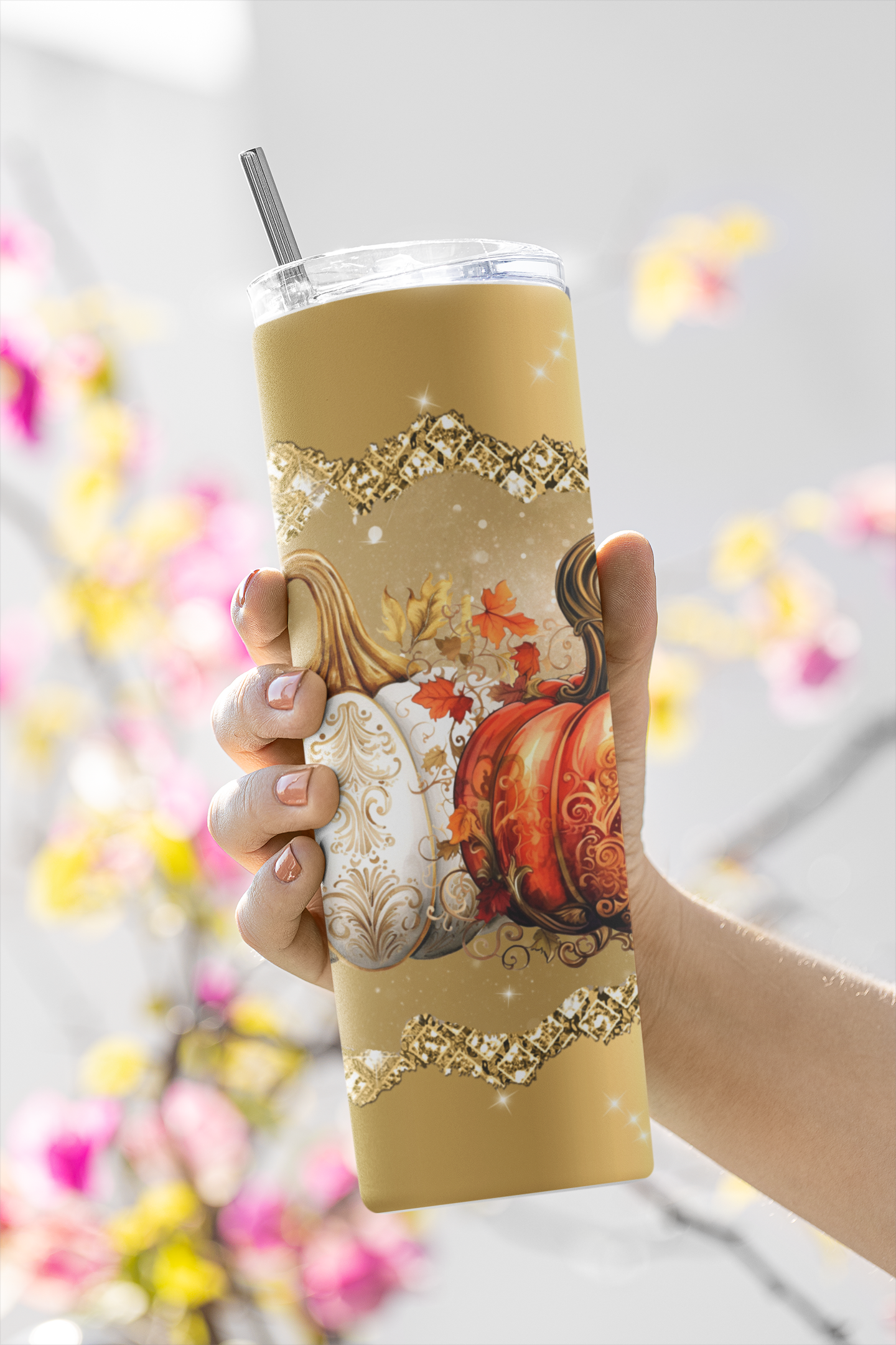 3 Majical Glitter Pumpkins. Fall, Autumn Sublimation Tumbler Wraps. Seamless Instant Downlaods