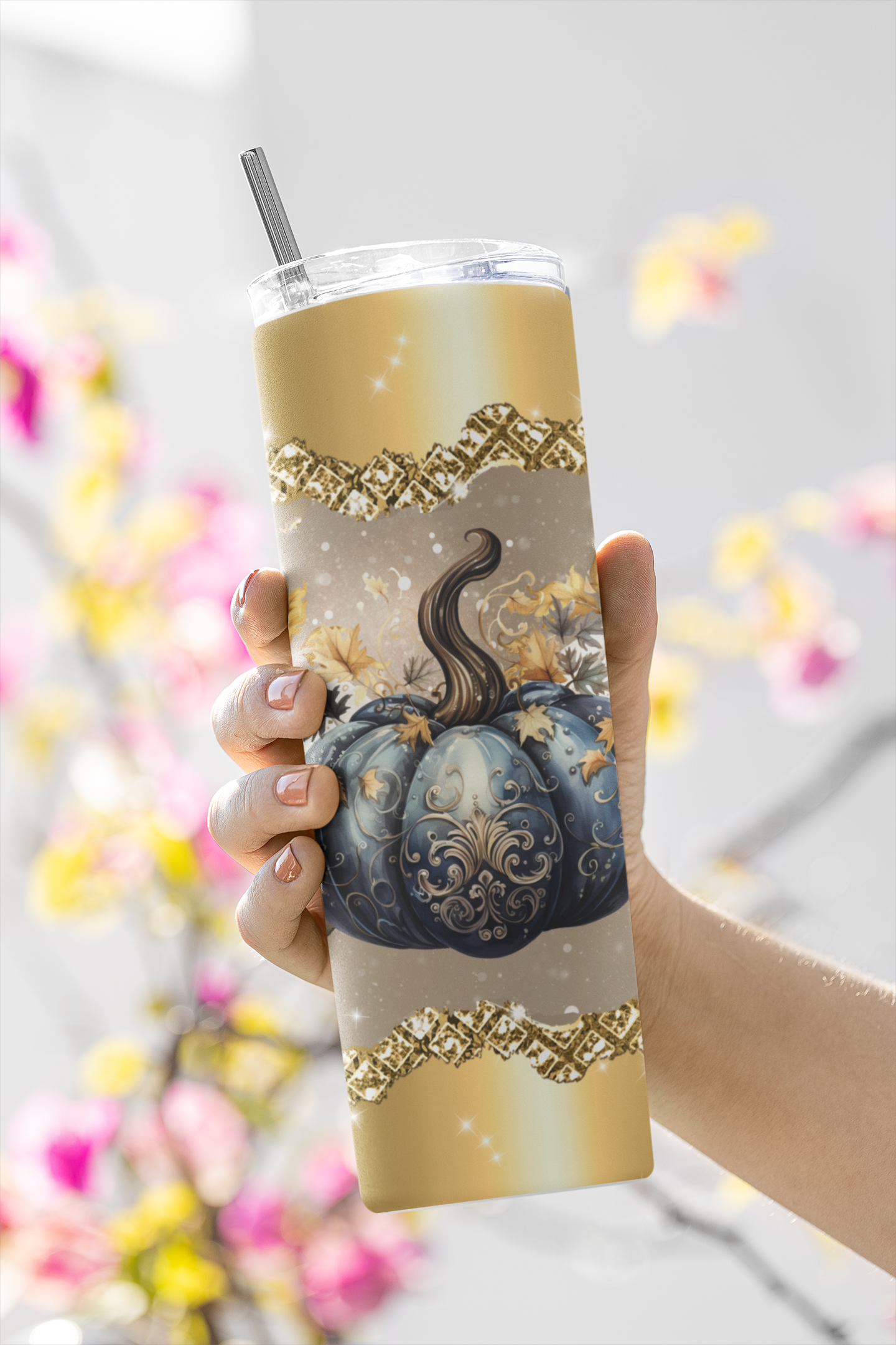 3 Majical Glitter Pumpkins. Fall, Autumn Sublimation Tumbler Wraps. Seamless Instant Downlaods