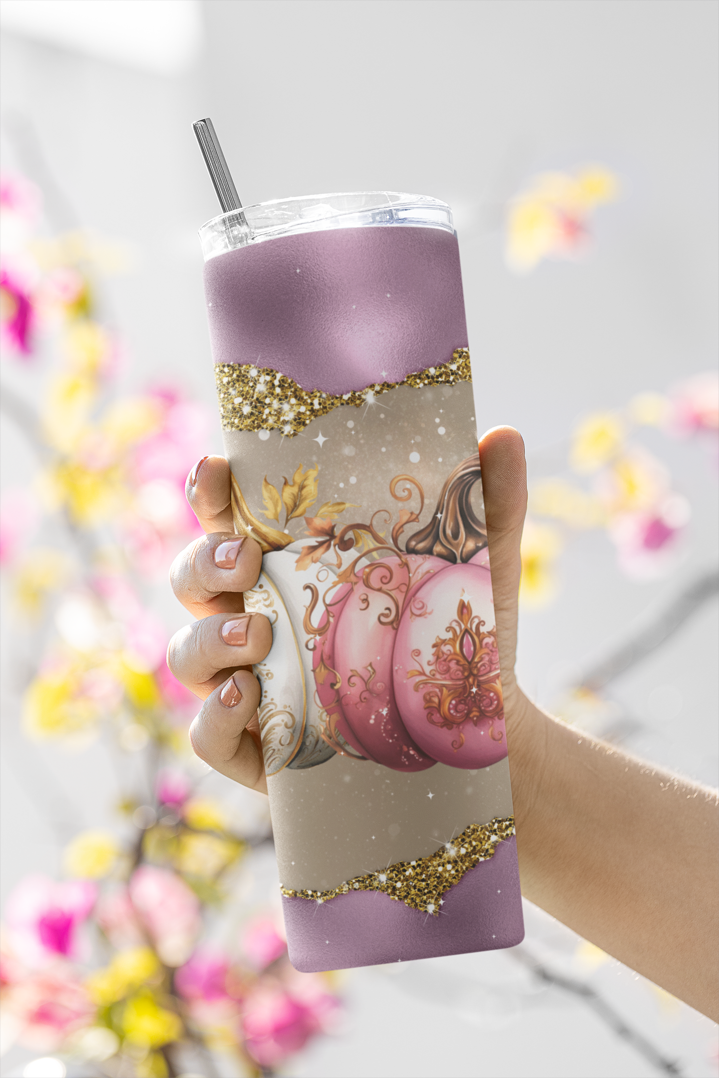 3 Majical Glitter Pumpkins. Fall, Autumn Sublimation Tumbler Wraps. Seamless Instant Downlaods