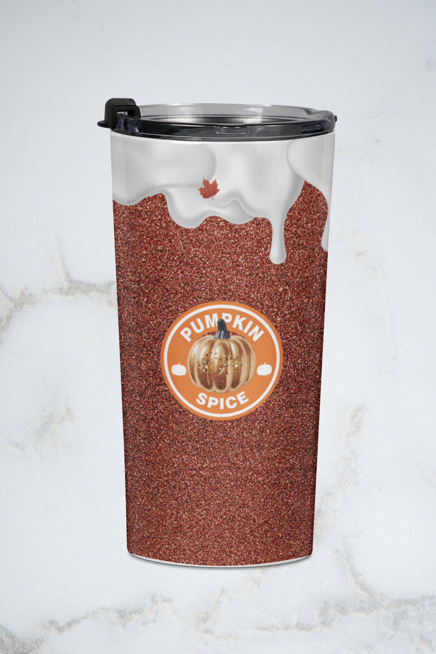 Pumpkin Spice Life, Fall, Autumn Sublimation Tumbler Wrap With Vanilla Drip Pumpkin and Leaves. Seamless Digital Downlaod