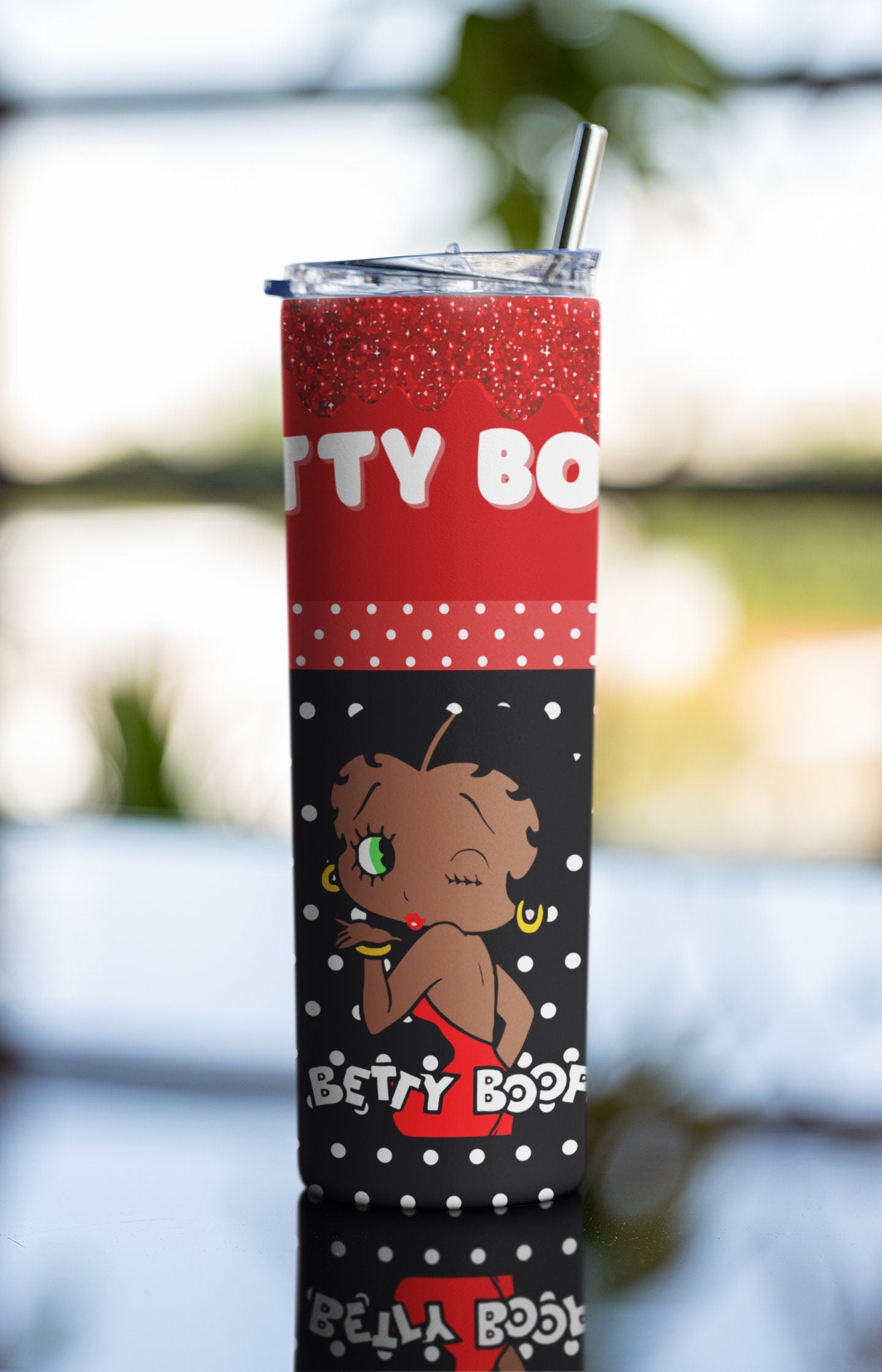 Black and White Betty Boop SublimationTumbler Wrap.Like Marily Monroe In Red Dress.Red Glitter Drip. Red And Black Polka Dots.Seamless